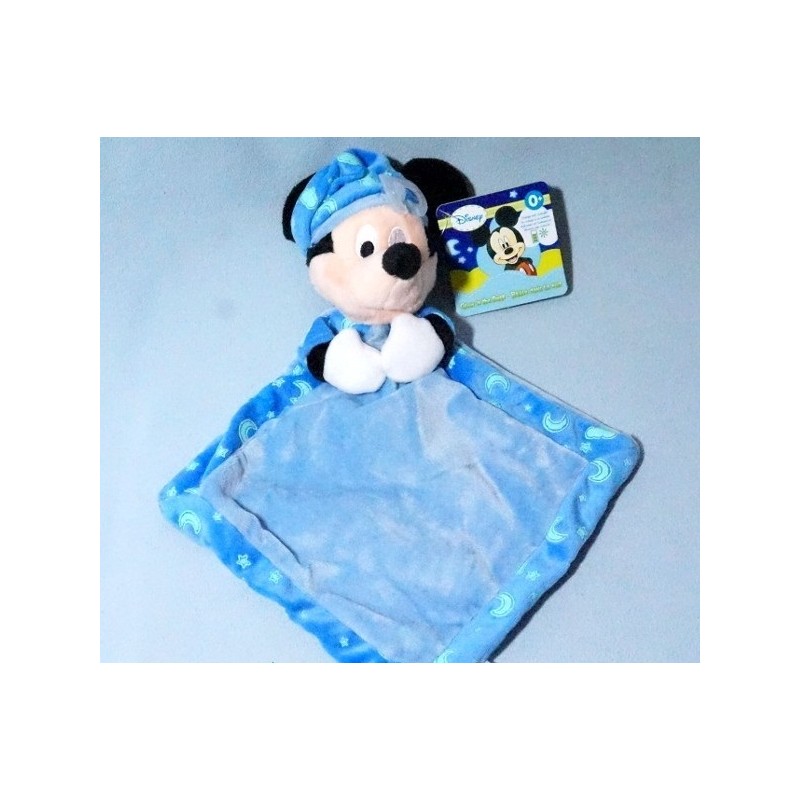 Doudou plat Mickey blanc bleu Etoiles Disney Baby Simba chez vous dès demain